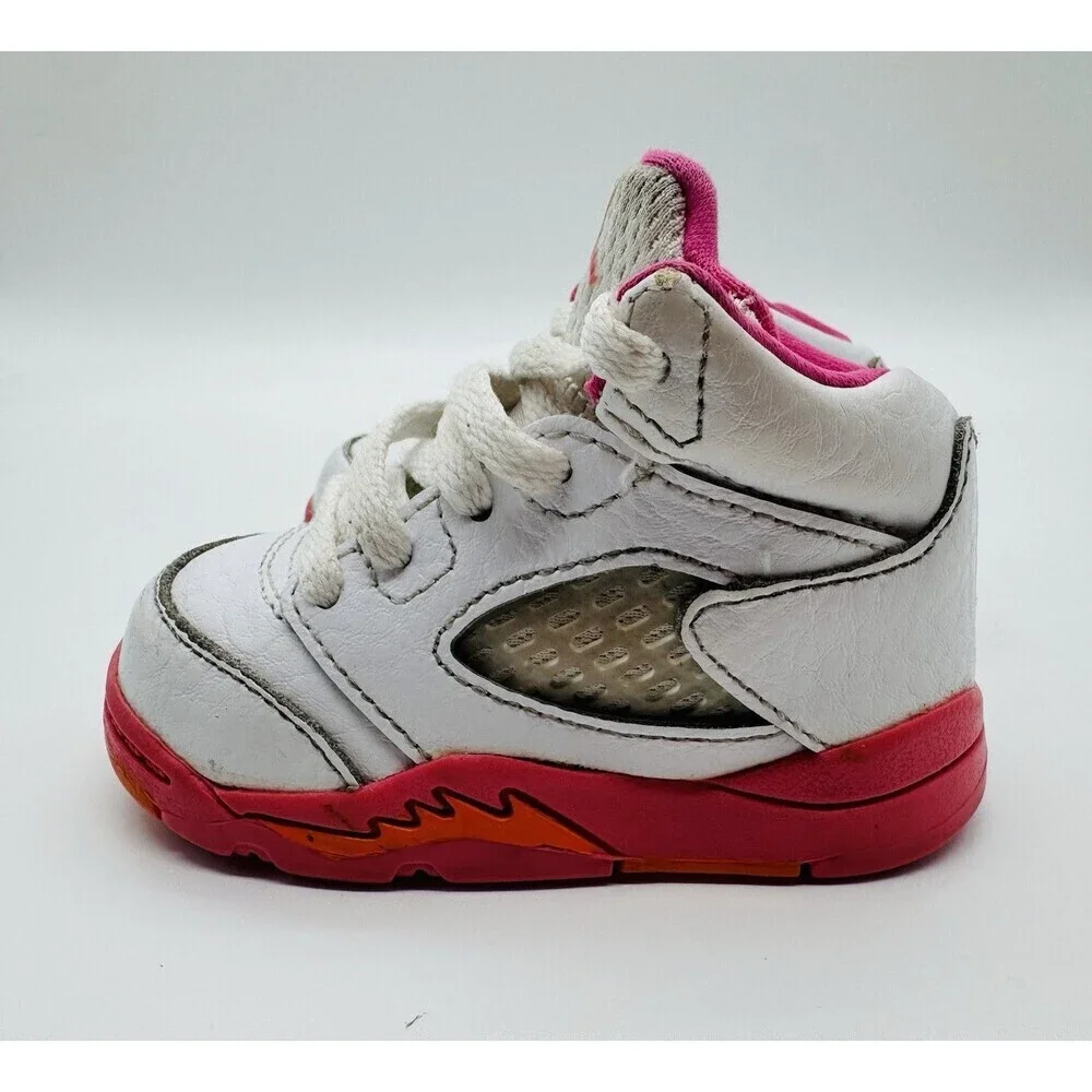 Air Jordan 5 Retro Sneaker Toddler US 4C Kid's Pink Orange 725172-168 Nike